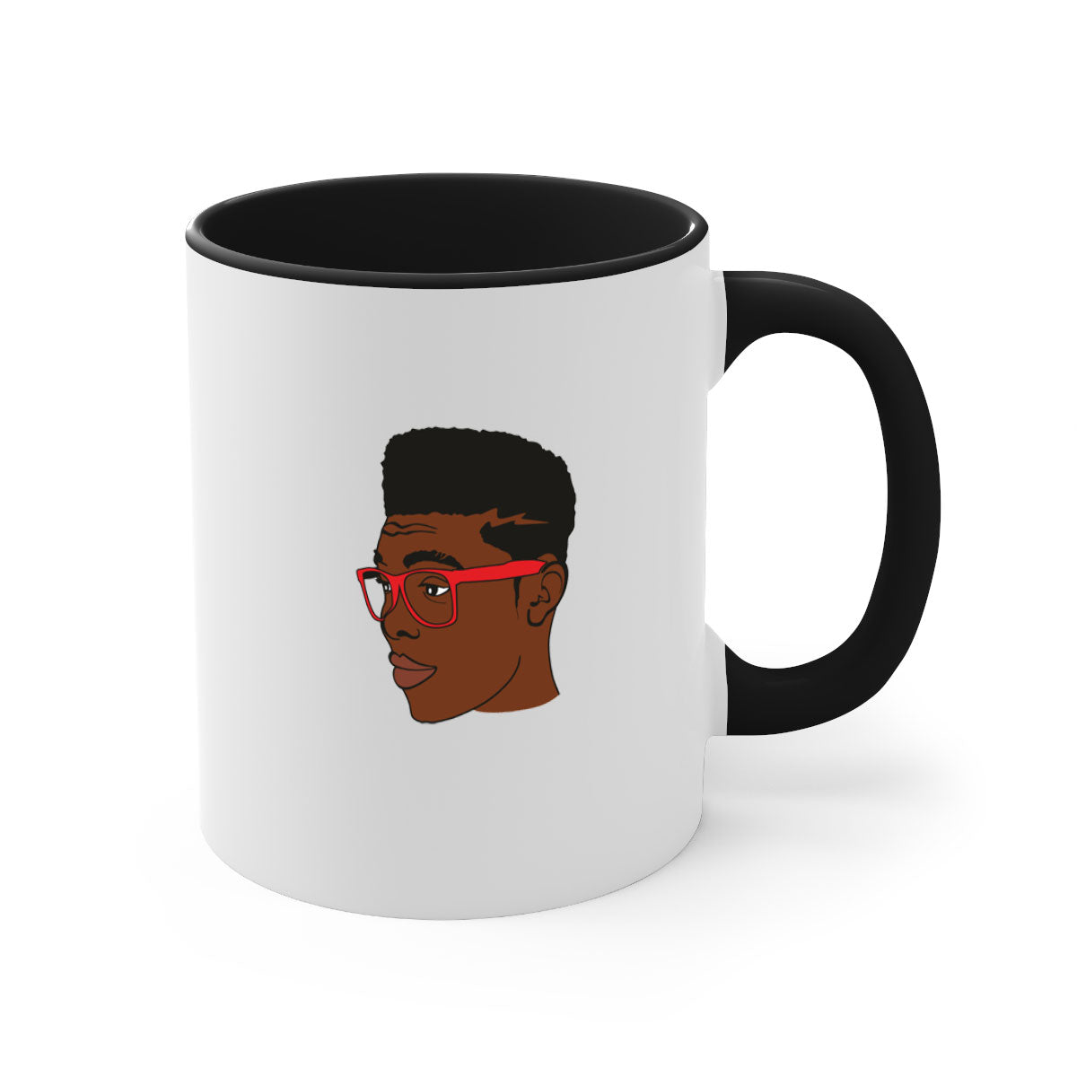 Black man 37# Mug featuring a two-tone design with a colored handle and interior, available in multiple colors and sizes.