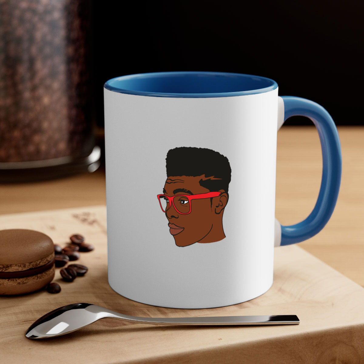 Black man 37# Mug featuring a two-tone design with a colored handle and interior, available in multiple colors and sizes.