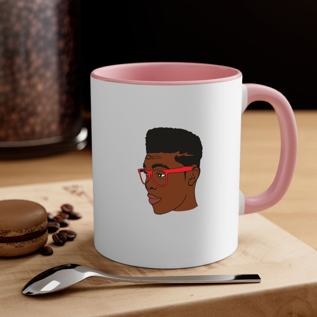 Black man 37# Mug featuring a two-tone design with a colored handle and interior, available in multiple colors and sizes.