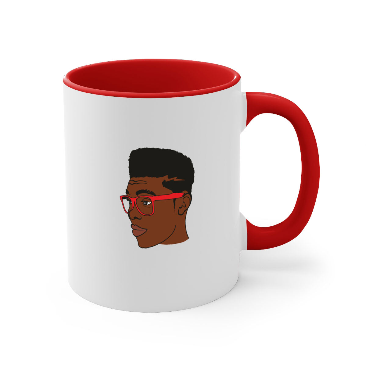 Black man 37# Mug featuring a two-tone design with a colored handle and interior, available in multiple colors and sizes.