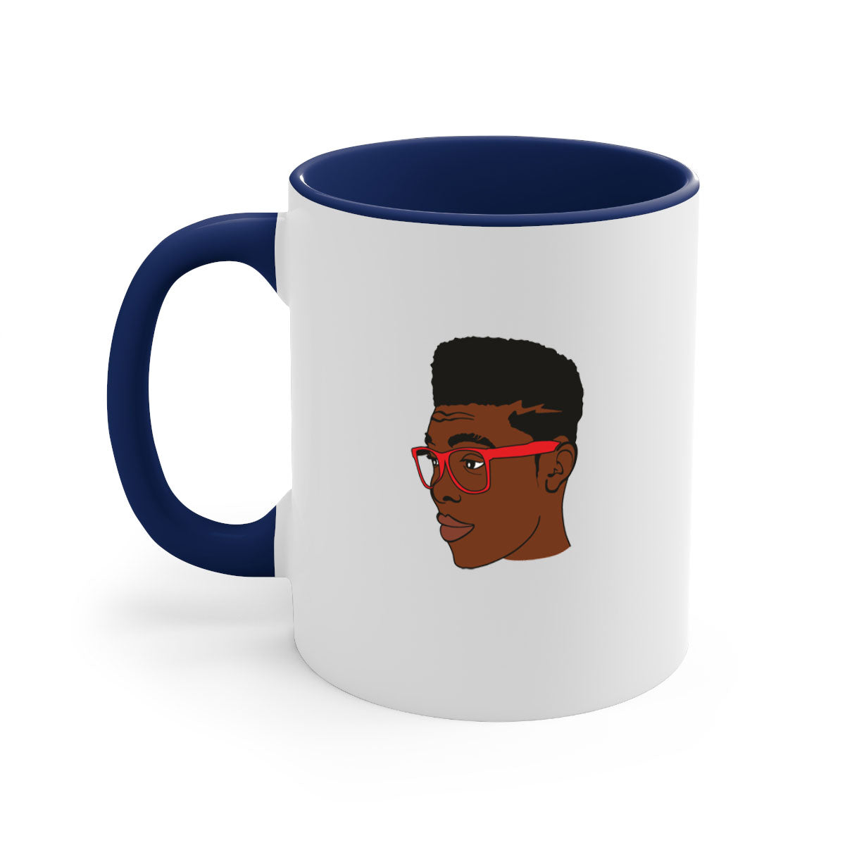 Black man 37# Mug featuring a two-tone design with a colored handle and interior, available in multiple colors and sizes.