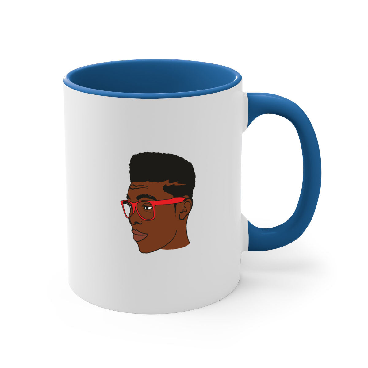 Black man 37# Mug featuring a two-tone design with a colored handle and interior, available in multiple colors and sizes.