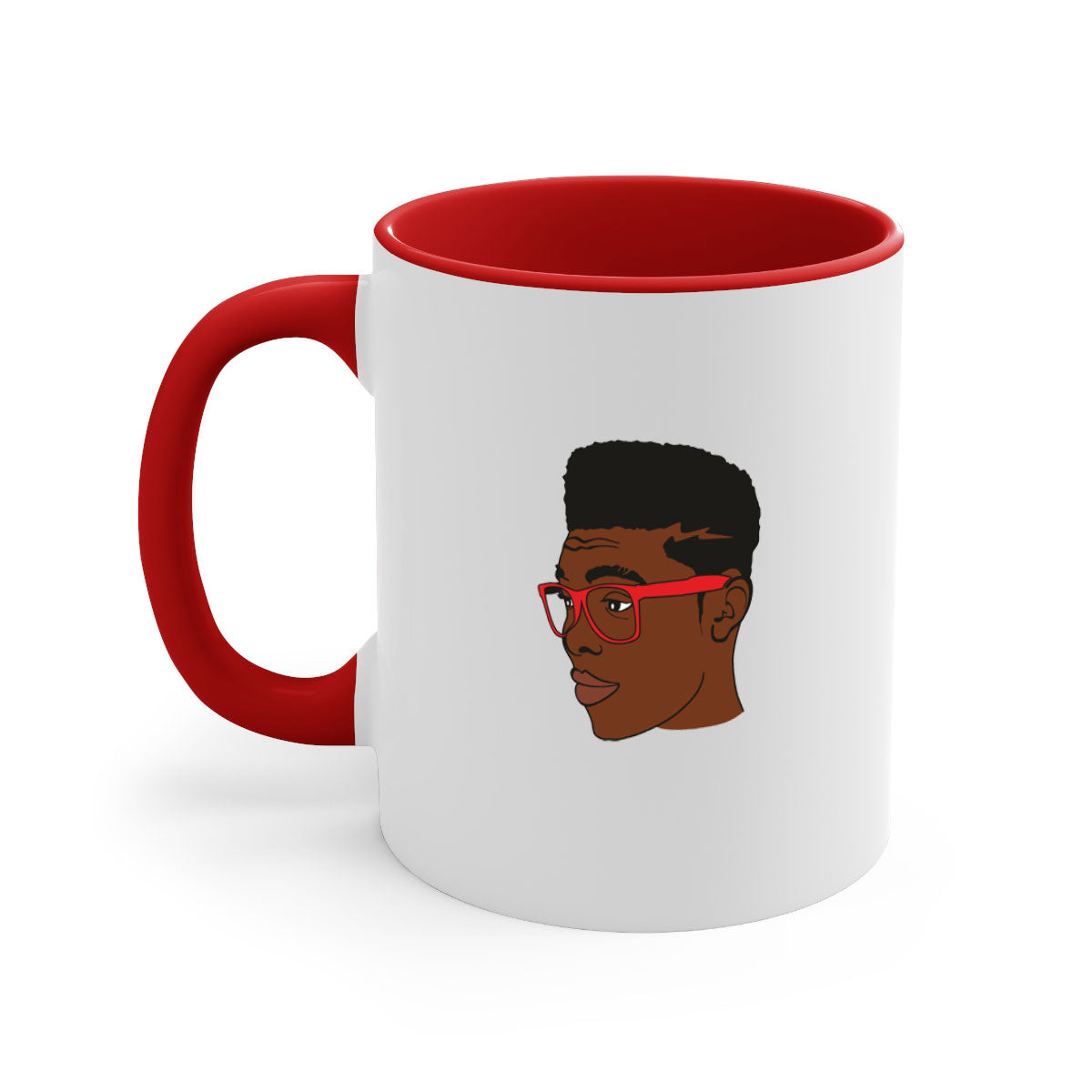 Black man 37# Mug featuring a two-tone design with a colored handle and interior, available in multiple colors and sizes.