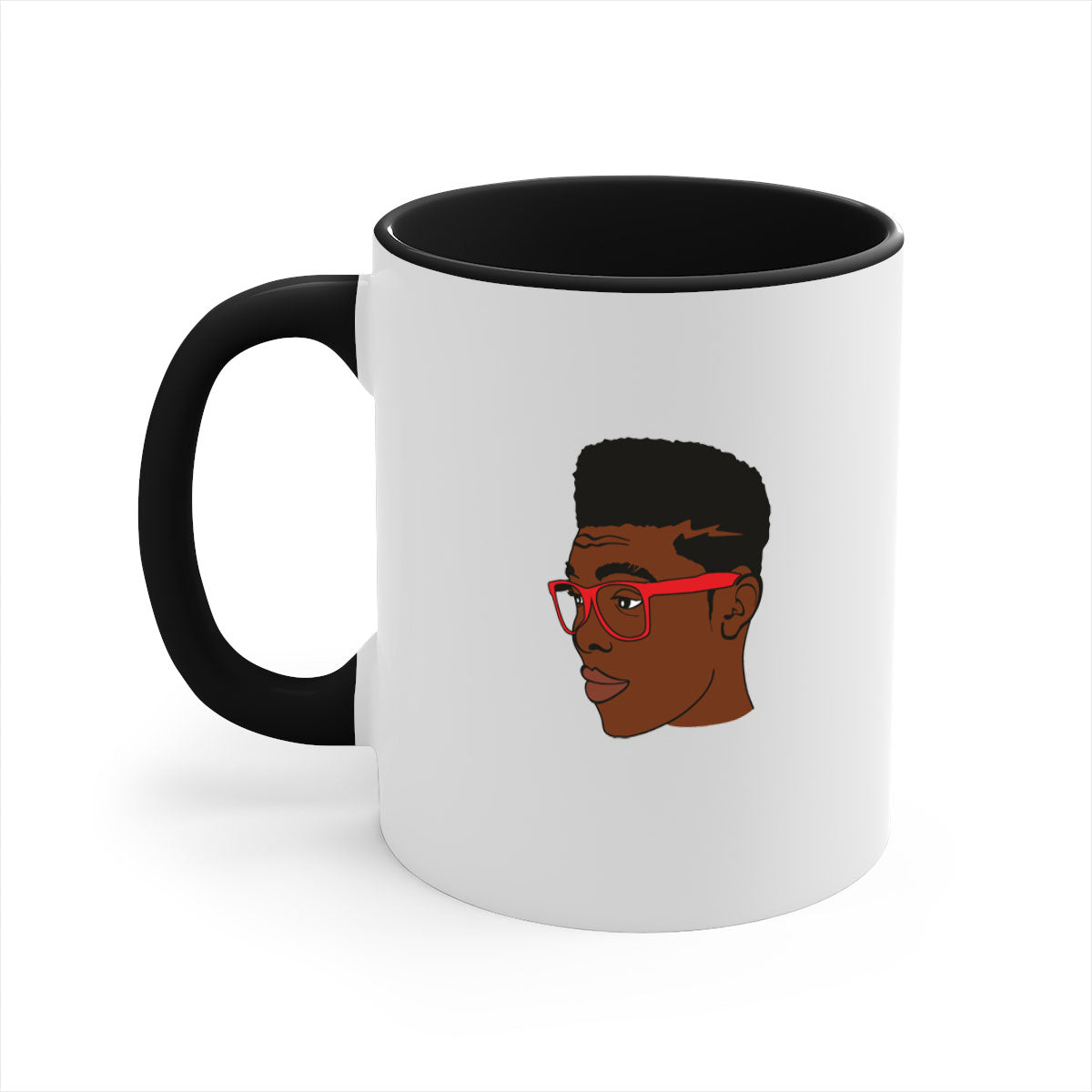 Black man 37# Mug featuring a two-tone design with a colored handle and interior, available in multiple colors and sizes.