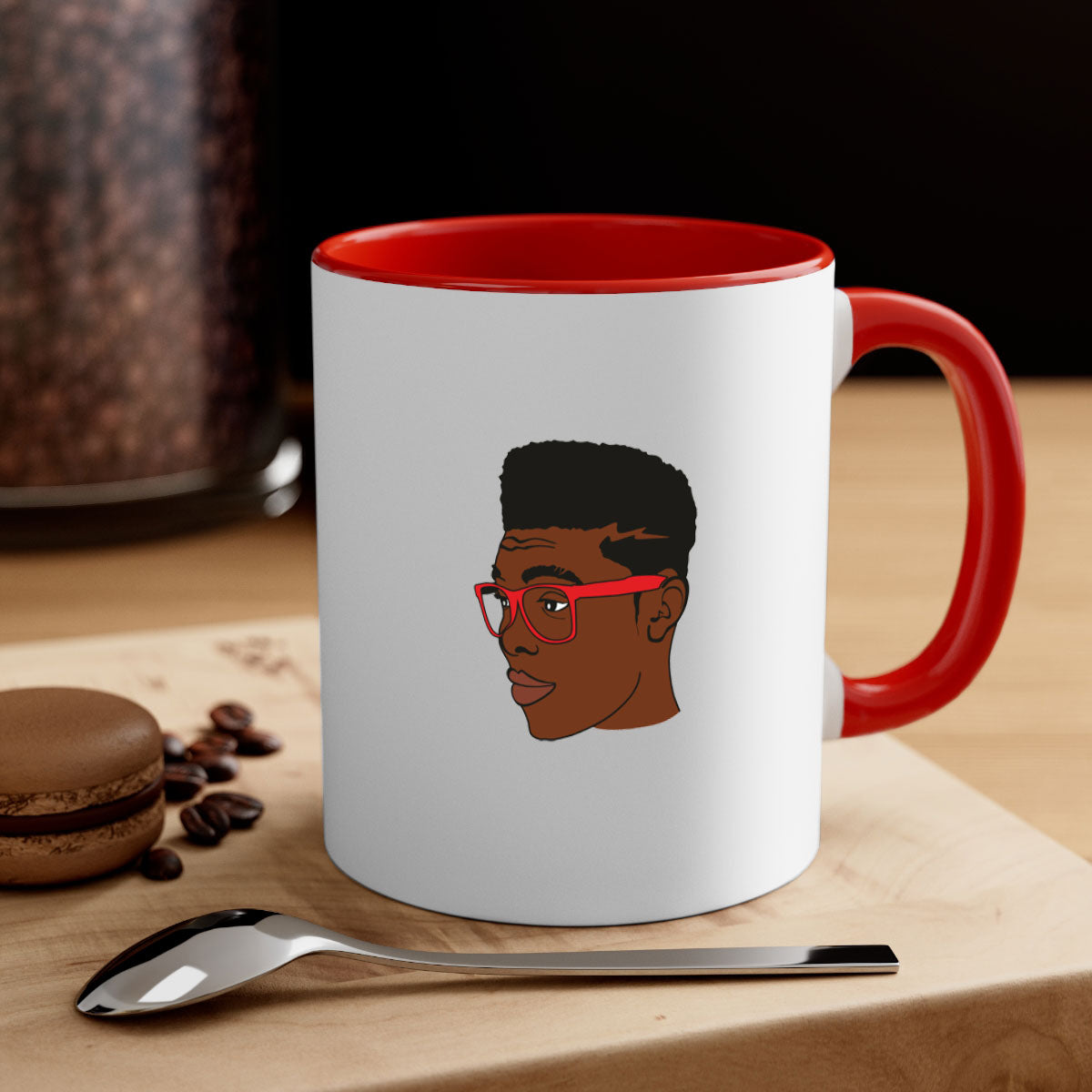 Black man 37# Mug featuring a two-tone design with a colored handle and interior, available in multiple colors and sizes.