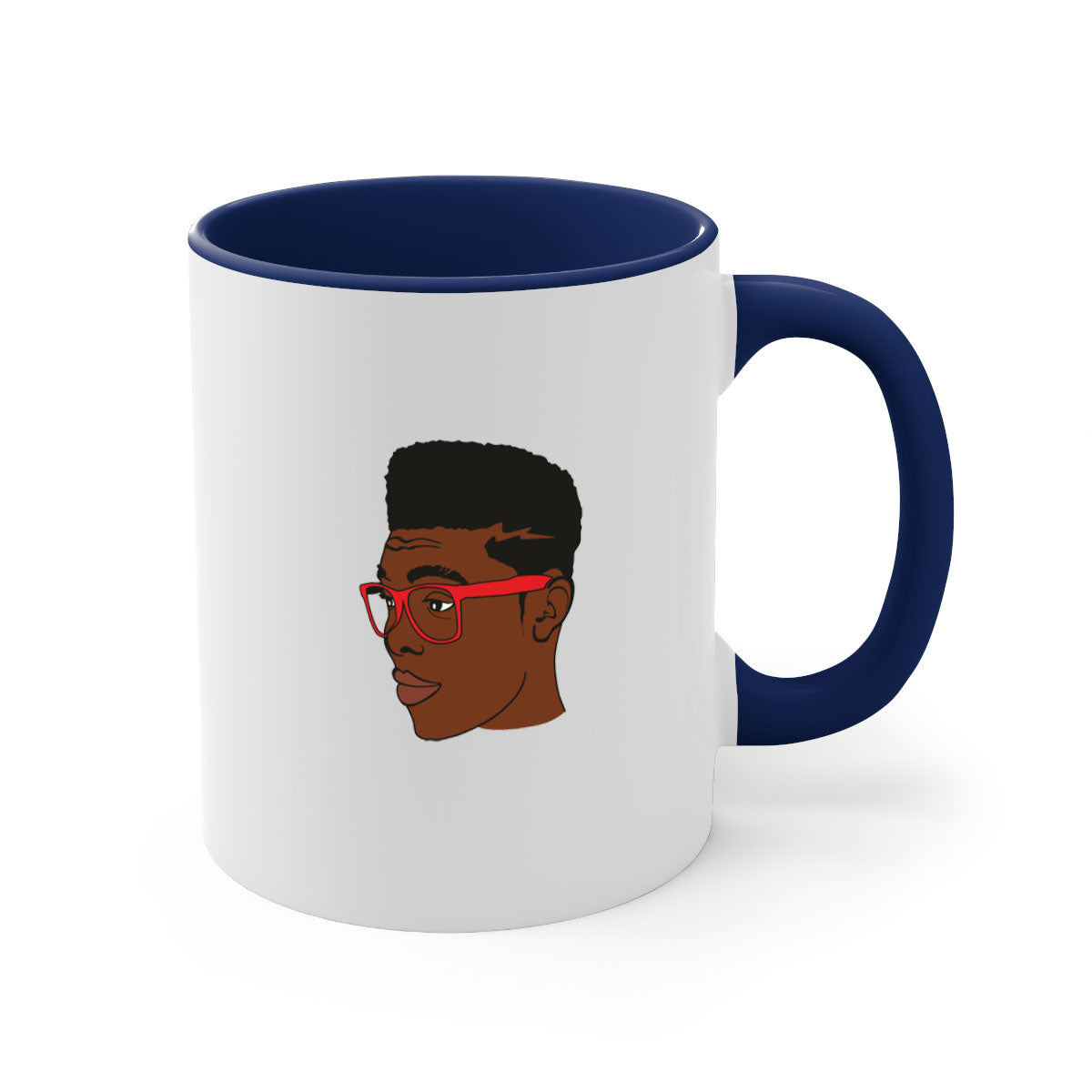 Black man 37# Mug featuring a two-tone design with a colored handle and interior, available in multiple colors and sizes.