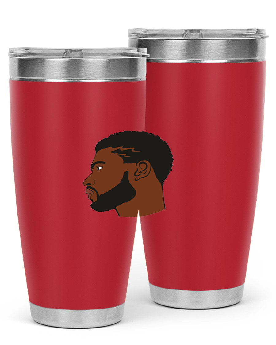 Stylish black man tumbler made of stainless steel with a sleek design, perfect for hot and cold beverages.