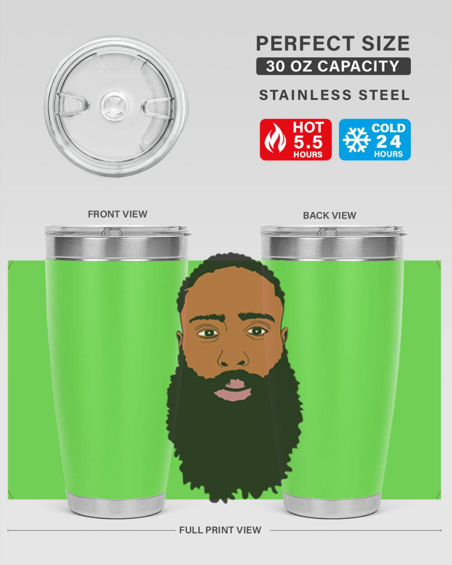 Black Man Style 20oz Tumbler made of stainless steel with a sleek design, perfect for keeping drinks hot or cold.