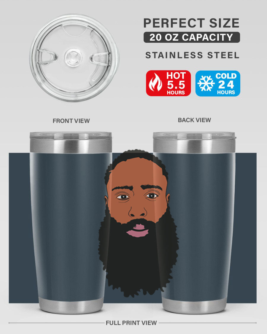 Black Man Style 20oz Tumbler made of stainless steel with a sleek design, perfect for keeping drinks hot or cold.