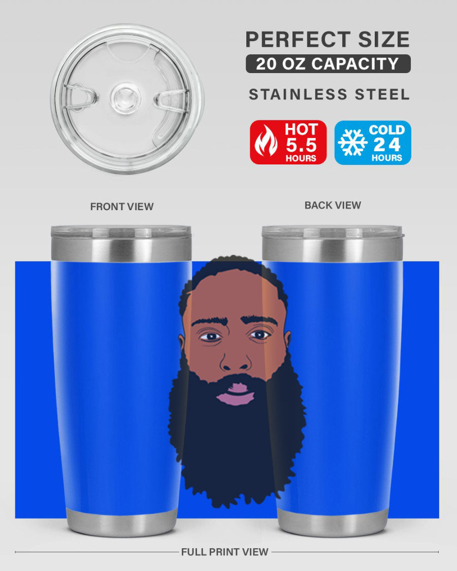 Black Man Style 20oz Tumbler made of stainless steel with a sleek design, perfect for keeping drinks hot or cold.