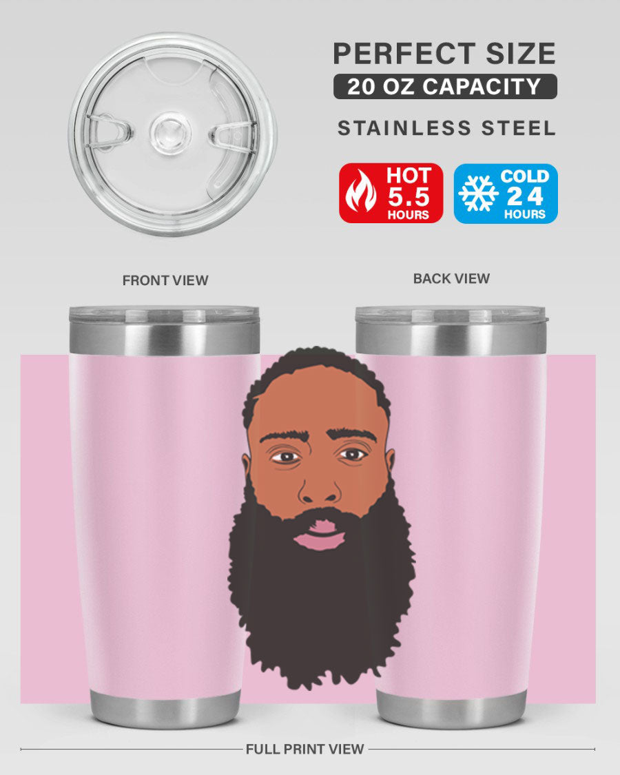 Black Man Style 20oz Tumbler made of stainless steel with a sleek design, perfect for keeping drinks hot or cold.