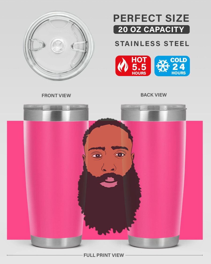 Black Man Style 20oz Tumbler made of stainless steel with a sleek design, perfect for keeping drinks hot or cold.