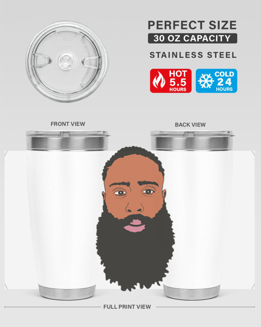 Black Man Style 20oz Tumbler made of stainless steel with a sleek design, perfect for keeping drinks hot or cold.