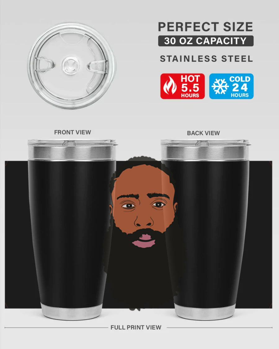 Black Man Style 20oz Tumbler made of stainless steel with a sleek design, perfect for keeping drinks hot or cold.