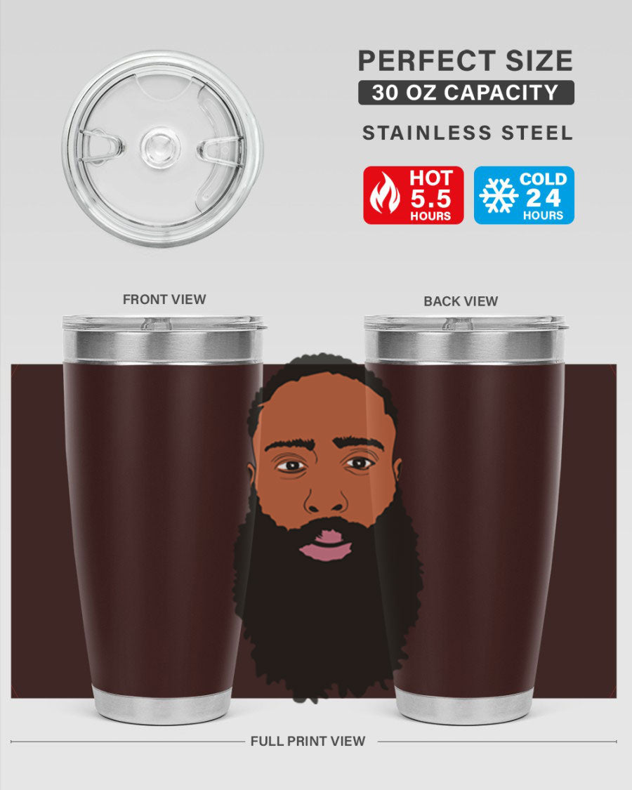 Black Man Style 20oz Tumbler made of stainless steel with a sleek design, perfect for keeping drinks hot or cold.