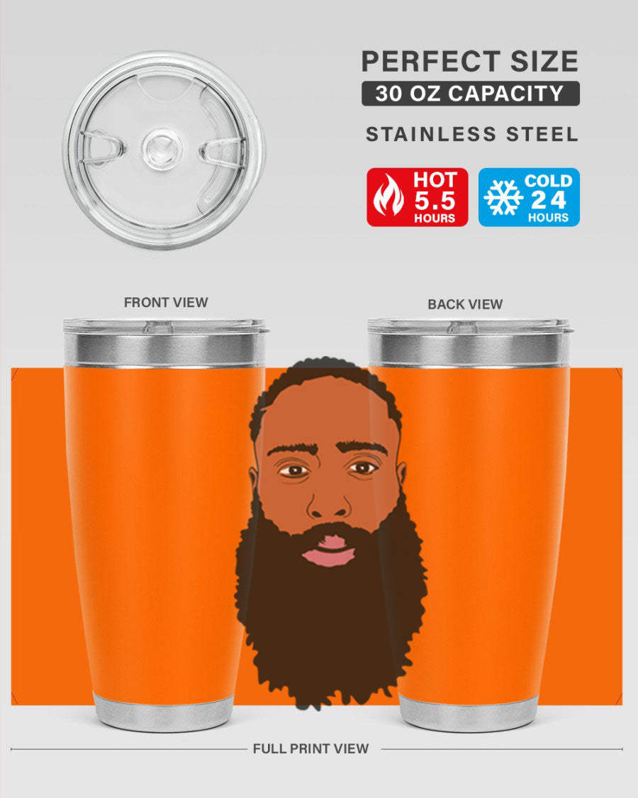 Black Man Style 20oz Tumbler made of stainless steel with a sleek design, perfect for keeping drinks hot or cold.