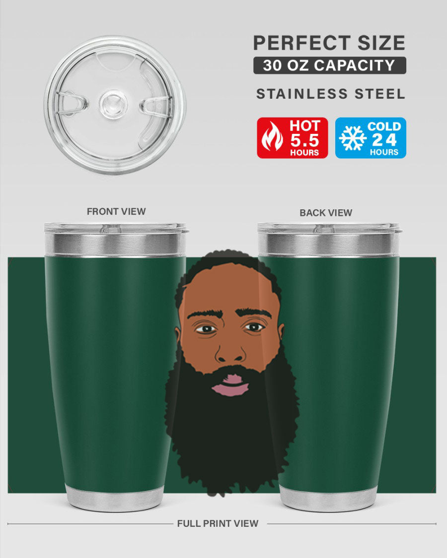 Black Man Style 20oz Tumbler made of stainless steel with a sleek design, perfect for keeping drinks hot or cold.