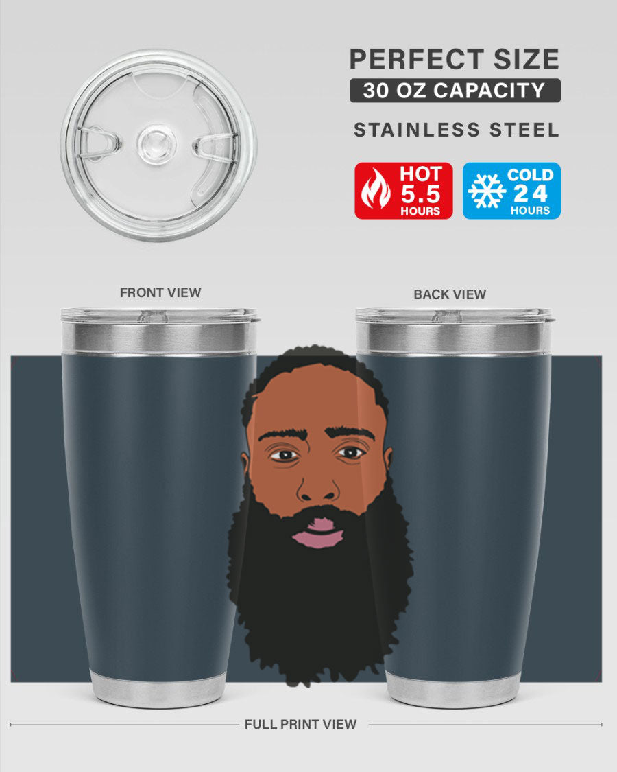 Black Man Style 20oz Tumbler made of stainless steel with a sleek design, perfect for keeping drinks hot or cold.