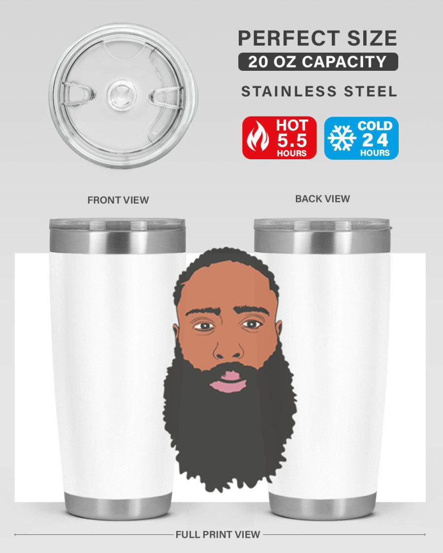 Black Man Style 20oz Tumbler made of stainless steel with a sleek design, perfect for keeping drinks hot or cold.