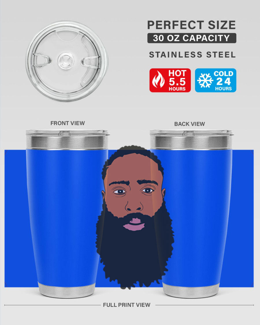 Black Man Style 20oz Tumbler made of stainless steel with a sleek design, perfect for keeping drinks hot or cold.