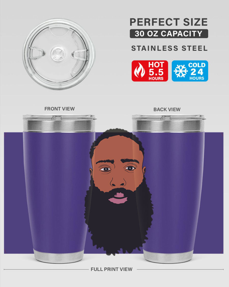 Black Man Style 20oz Tumbler made of stainless steel with a sleek design, perfect for keeping drinks hot or cold.