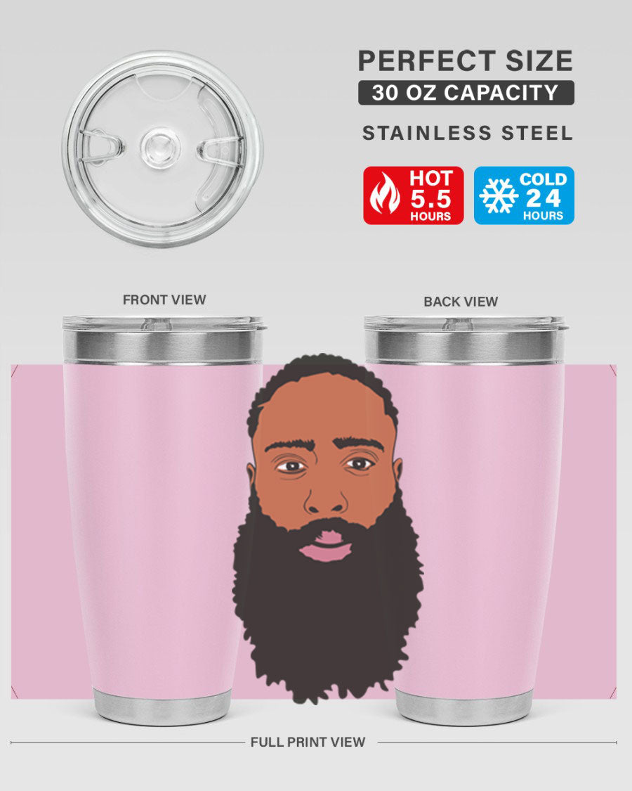 Black Man Style 20oz Tumbler made of stainless steel with a sleek design, perfect for keeping drinks hot or cold.