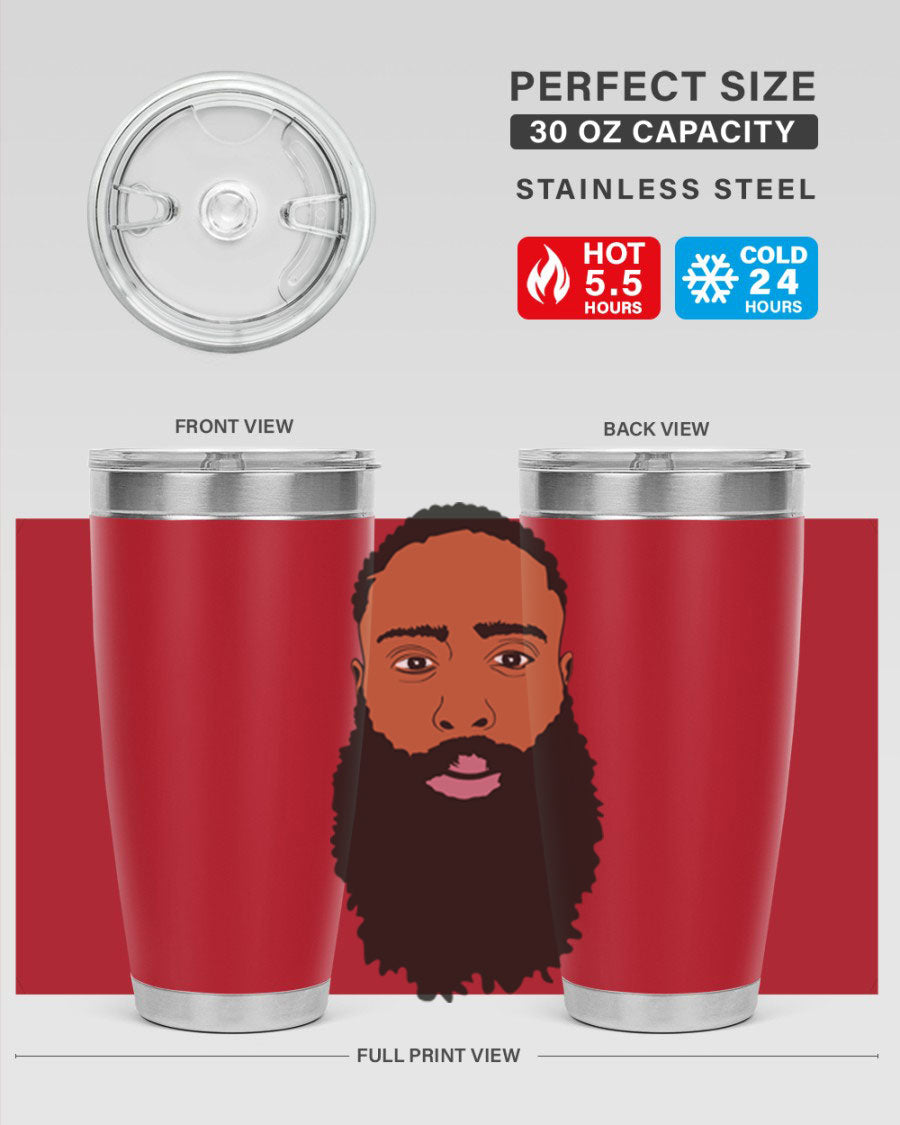 Black Man Style 20oz Tumbler made of stainless steel with a sleek design, perfect for keeping drinks hot or cold.