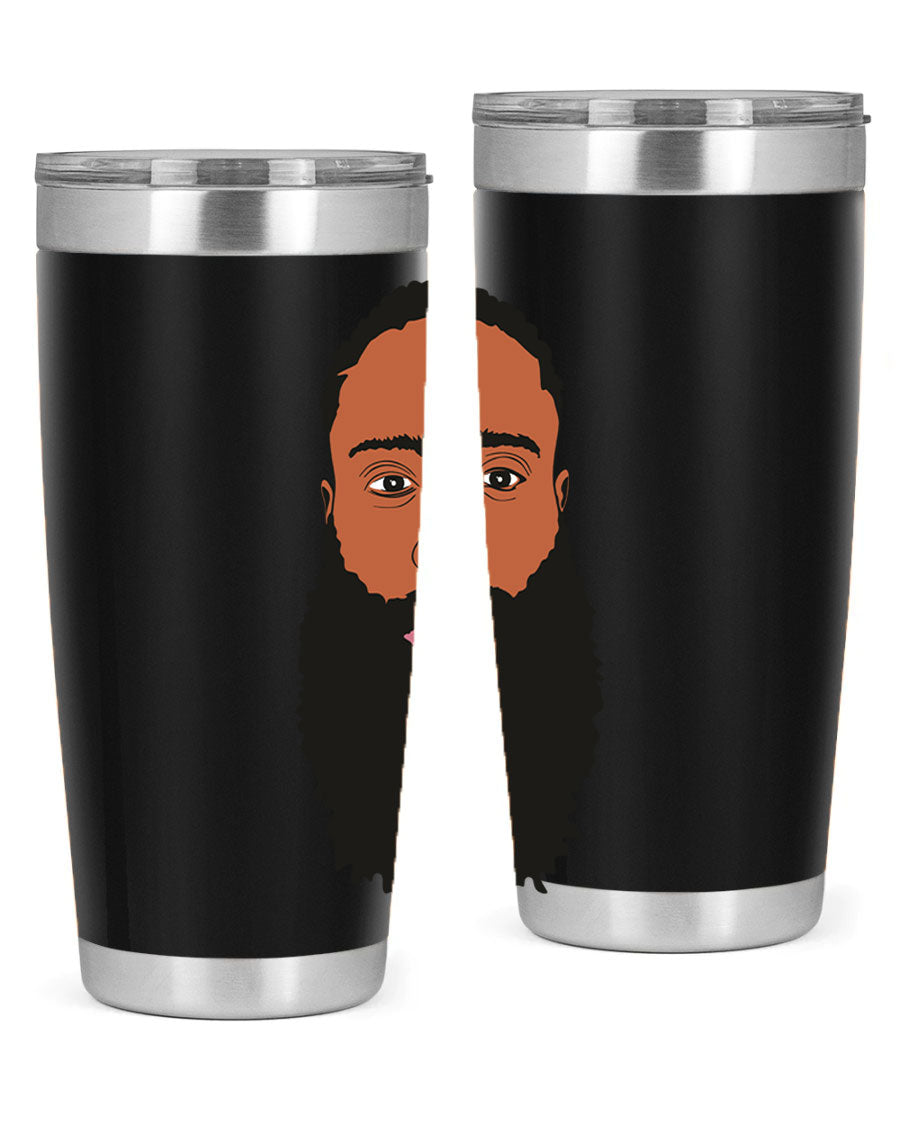 Black Man Style 20oz Tumbler made of stainless steel with a sleek design, perfect for keeping drinks hot or cold.