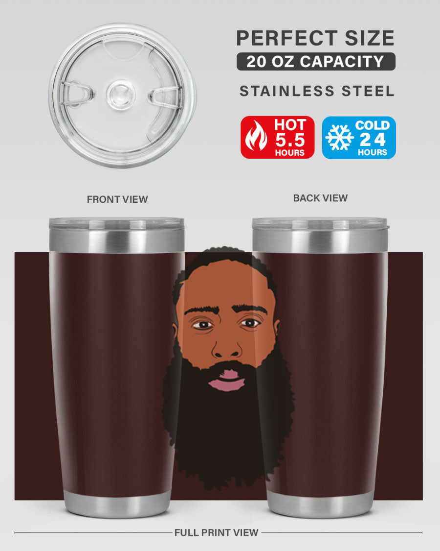 Black Man Style 20oz Tumbler made of stainless steel with a sleek design, perfect for keeping drinks hot or cold.