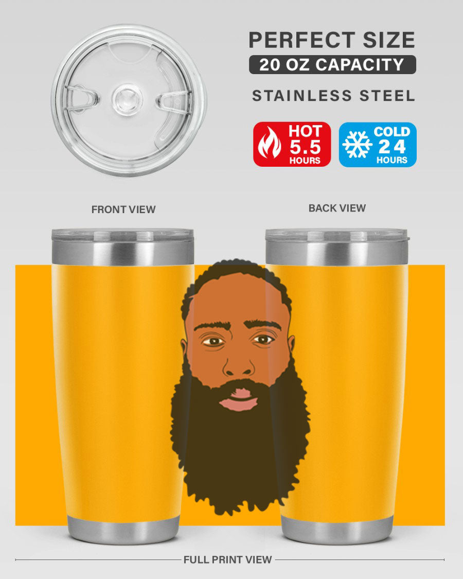 Black Man Style 20oz Tumbler made of stainless steel with a sleek design, perfect for keeping drinks hot or cold.