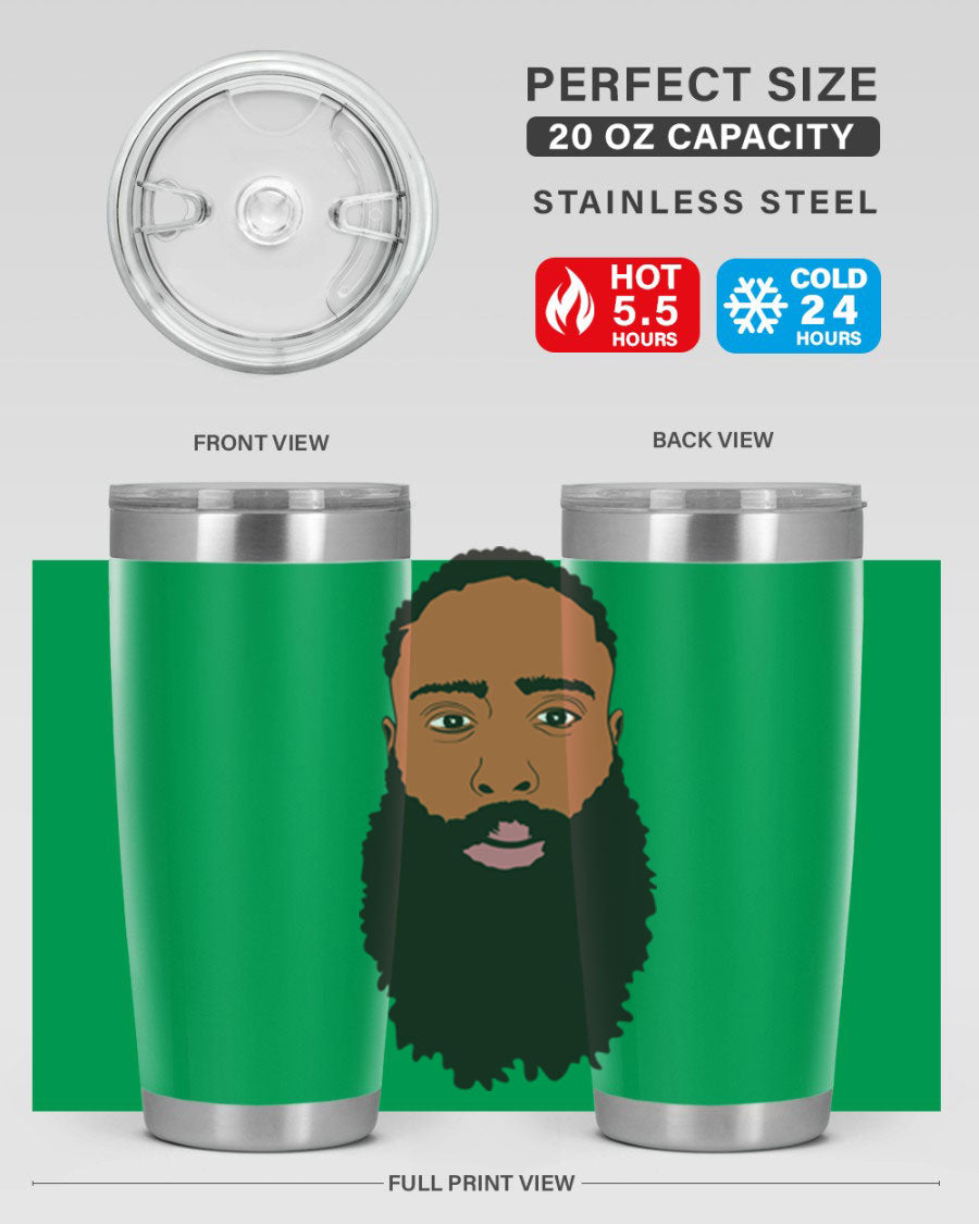 Black Man Style 20oz Tumbler made of stainless steel with a sleek design, perfect for keeping drinks hot or cold.