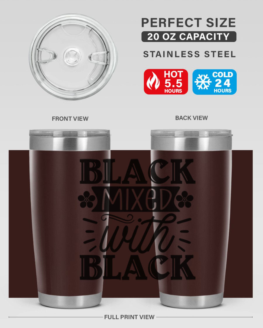 Black mixed with black Style 56# Tumbler showcasing its sleek design and stainless steel construction, ideal for hot and cold beverages.