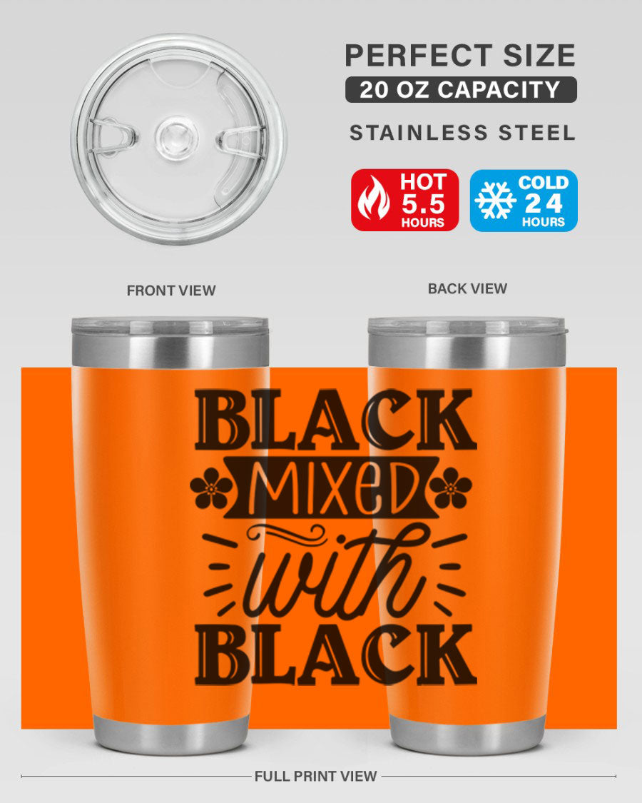 Black mixed with black Style 56# Tumbler showcasing its sleek design and stainless steel construction, ideal for hot and cold beverages.