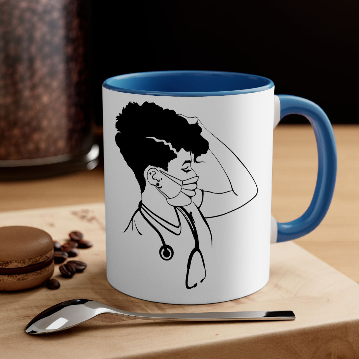 Black Nurse 3# Mug featuring a glossy finish, colored handle, and interior, available in multiple colors and sizes.