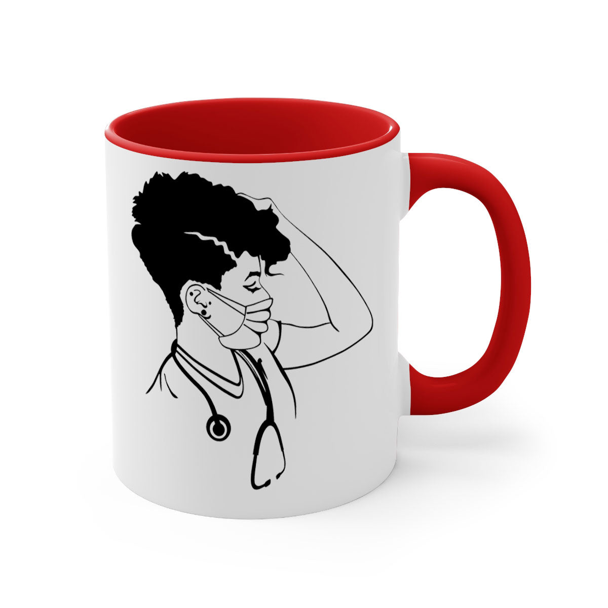 Black Nurse 3# Mug featuring a glossy finish, colored handle, and interior, available in multiple colors and sizes.