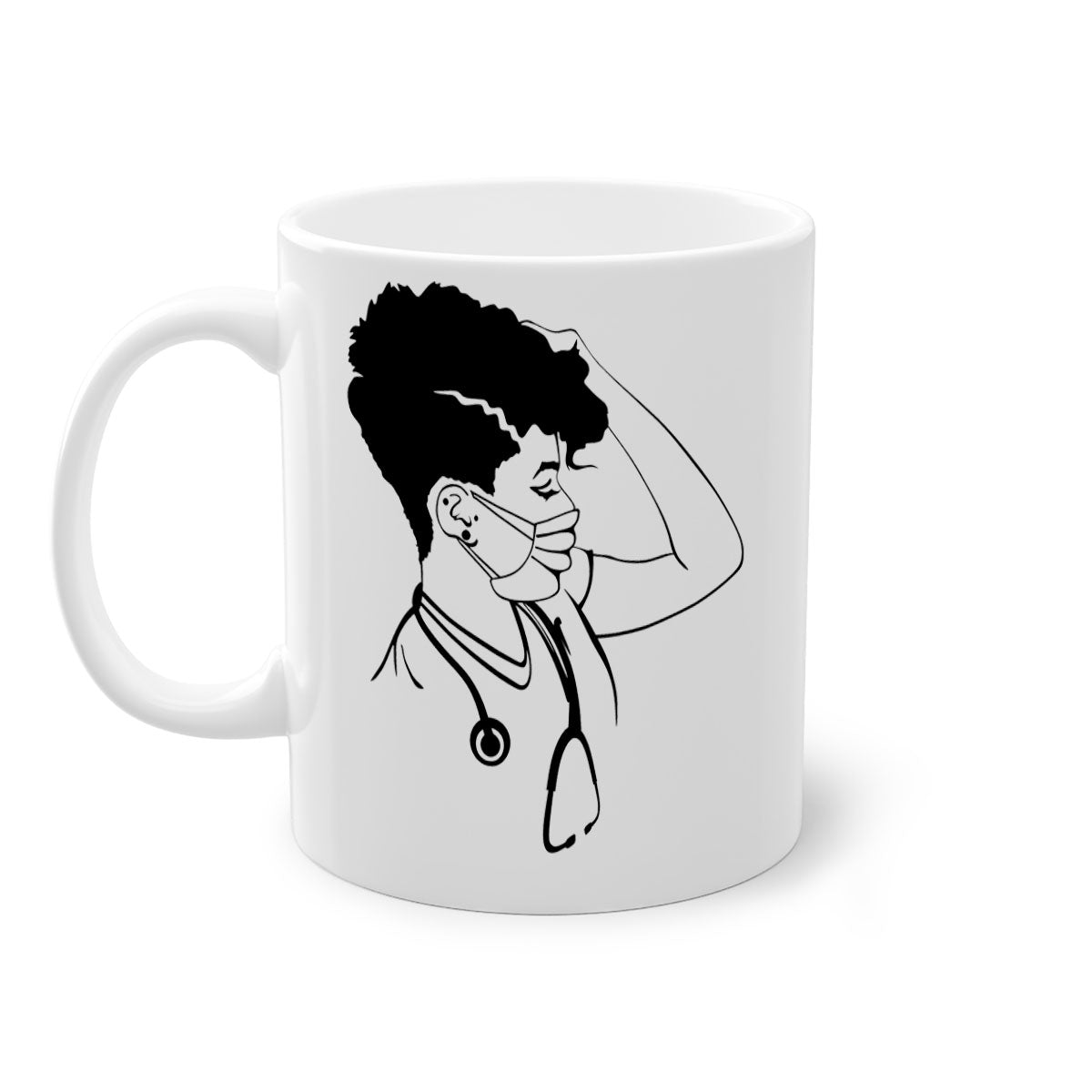 Black Nurse 3# Mug featuring a glossy finish, colored handle, and interior, available in multiple colors and sizes.