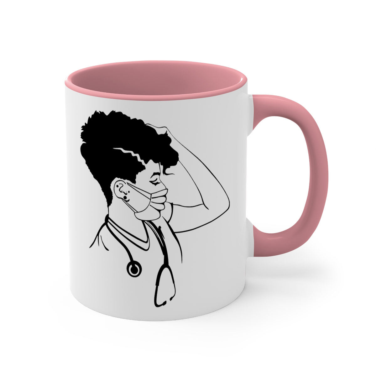 Black Nurse 3# Mug featuring a glossy finish, colored handle, and interior, available in multiple colors and sizes.