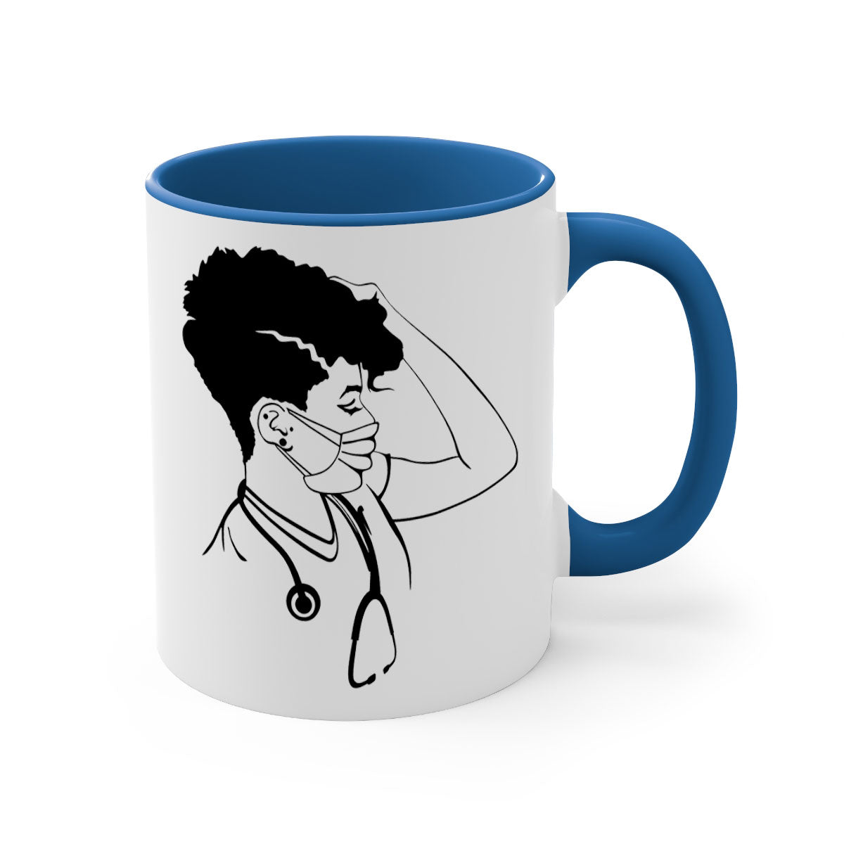 Black Nurse 3# Mug featuring a glossy finish, colored handle, and interior, available in multiple colors and sizes.