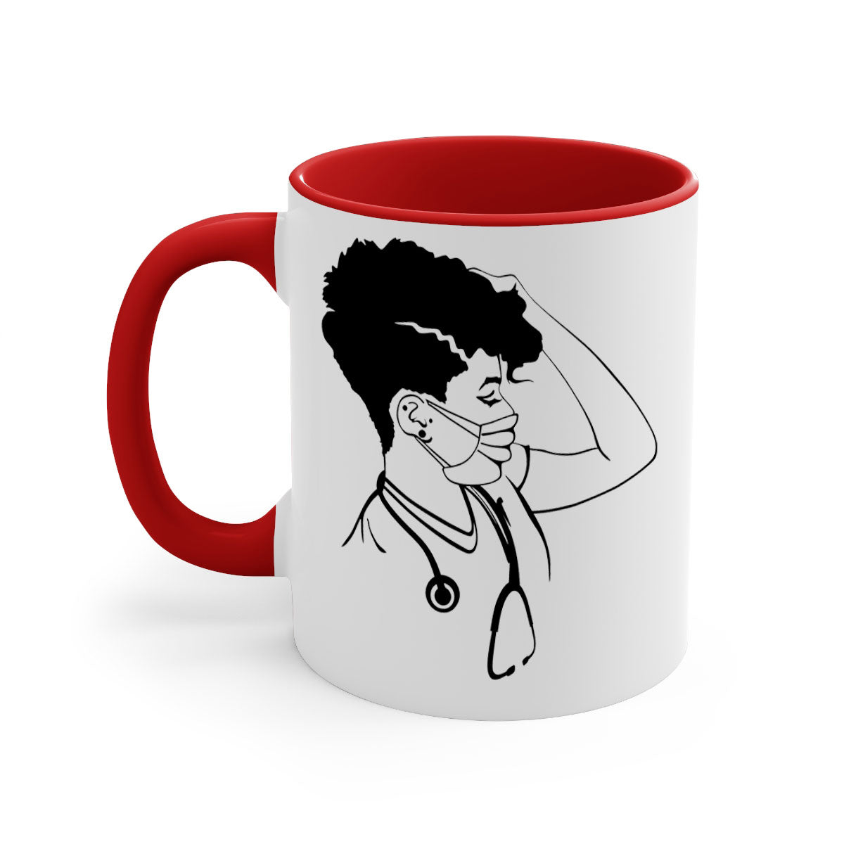 Black Nurse 3# Mug featuring a glossy finish, colored handle, and interior, available in multiple colors and sizes.