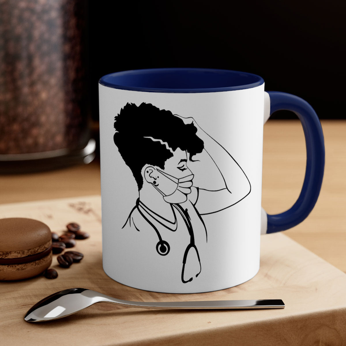 Black Nurse 3# Mug featuring a glossy finish, colored handle, and interior, available in multiple colors and sizes.