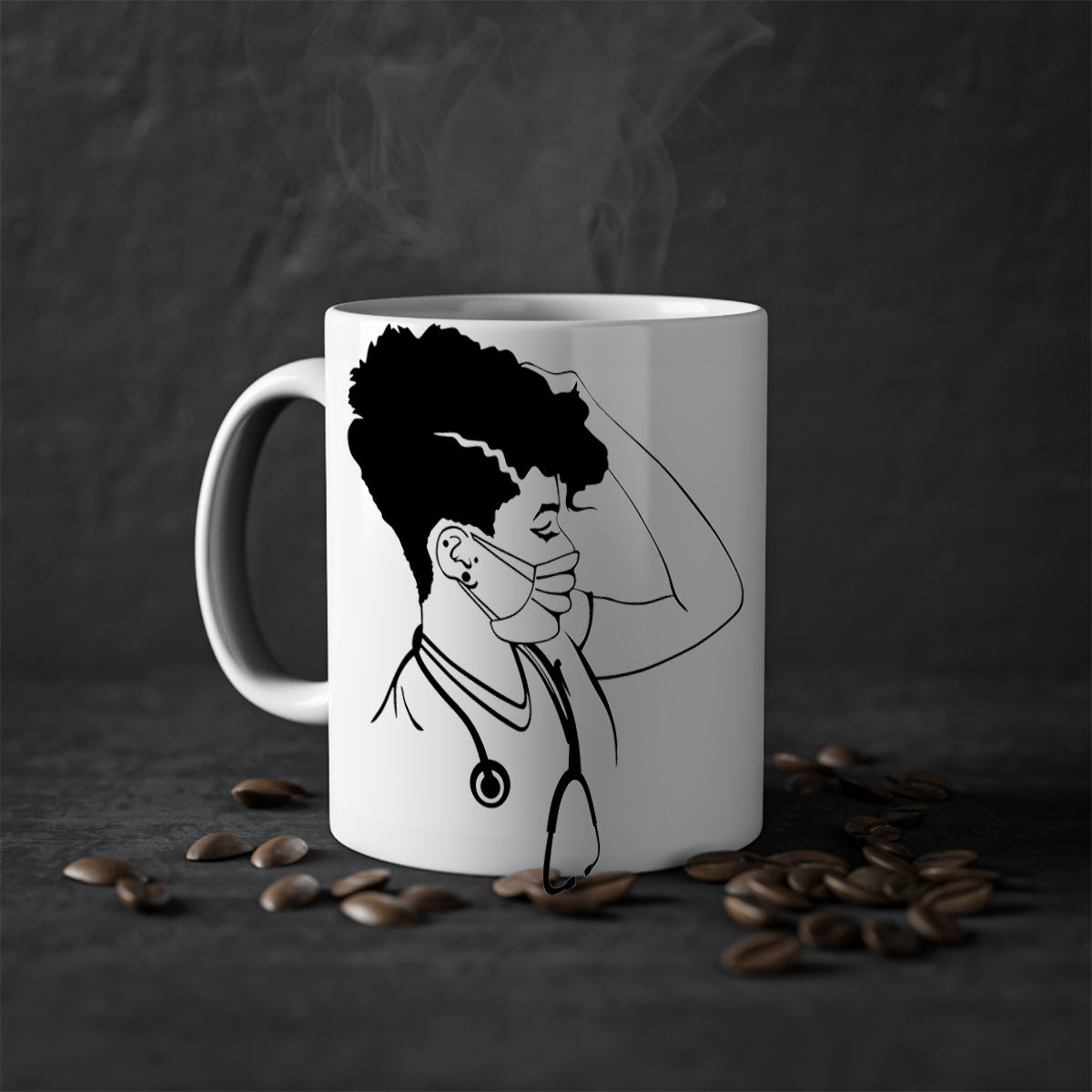 Black Nurse 3# Mug featuring a glossy finish, colored handle, and interior, available in multiple colors and sizes.