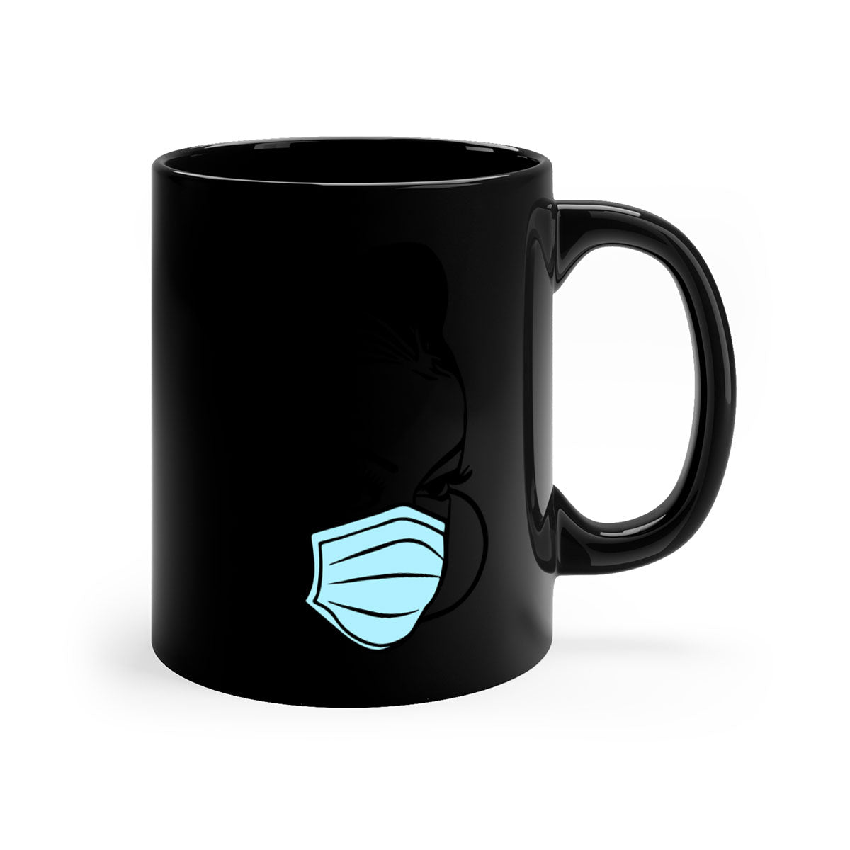 Black Nurse Mug featuring a glossy finish with a colored handle and interior, available in multiple colors and sizes.