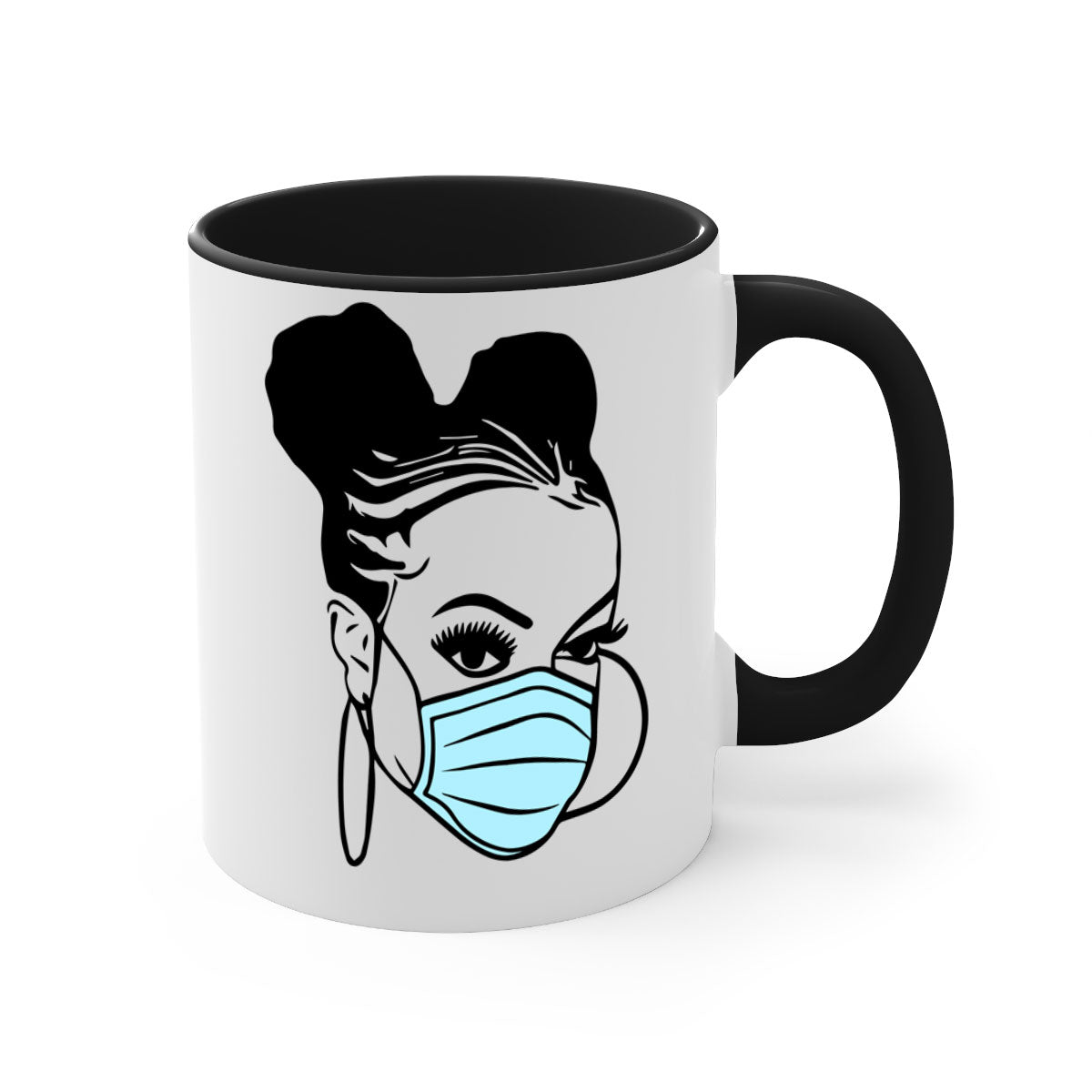 Black Nurse Mug featuring a glossy finish with a colored handle and interior, available in multiple colors and sizes.