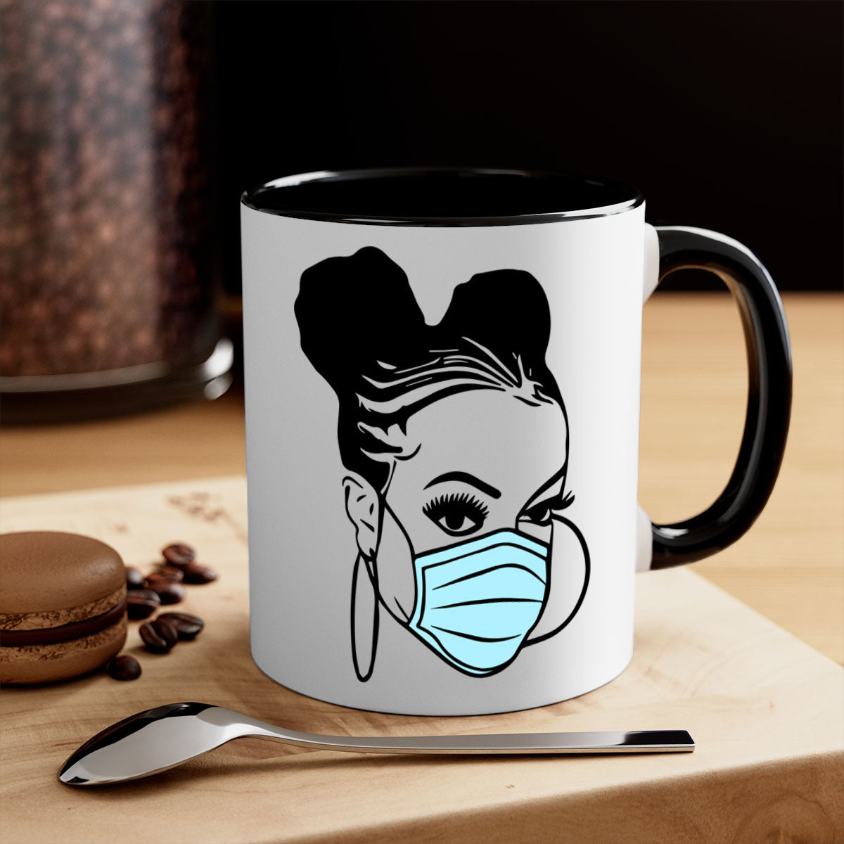 Black Nurse Mug featuring a glossy finish with a colored handle and interior, available in multiple colors and sizes.