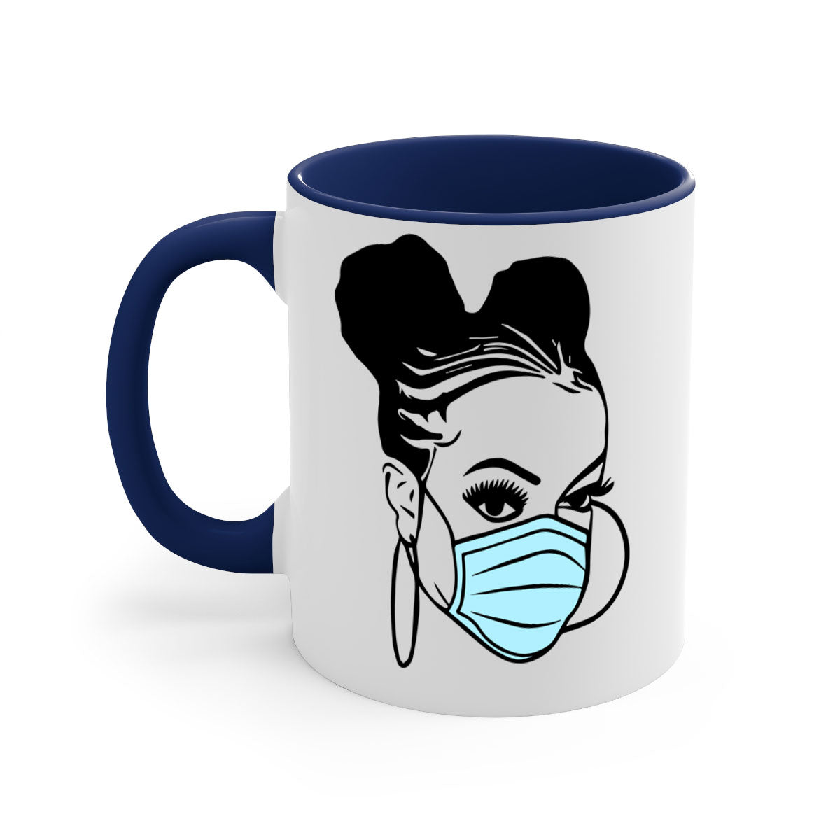 Black Nurse Mug featuring a glossy finish with a colored handle and interior, available in multiple colors and sizes.