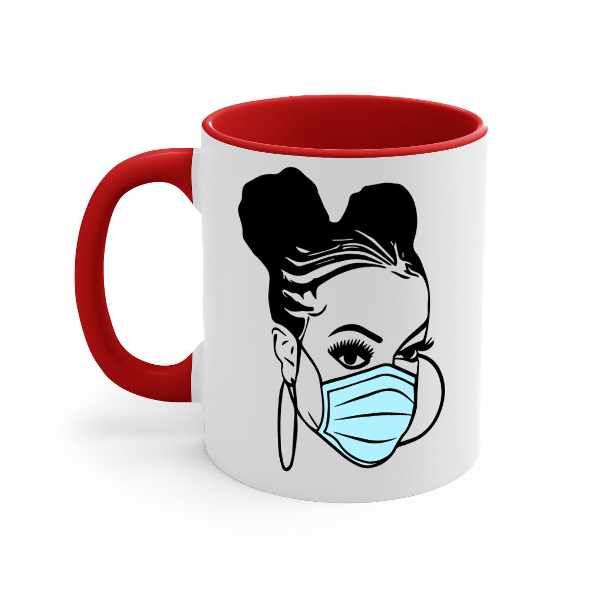 Black Nurse Mug featuring a glossy finish with a colored handle and interior, available in multiple colors and sizes.