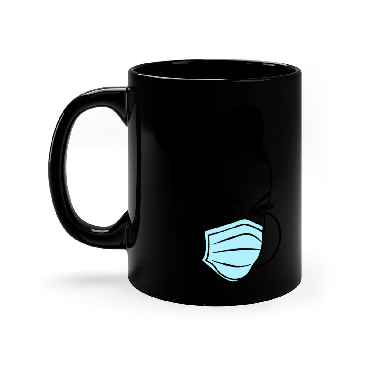 Black Nurse Mug featuring a glossy finish with a colored handle and interior, available in multiple colors and sizes.