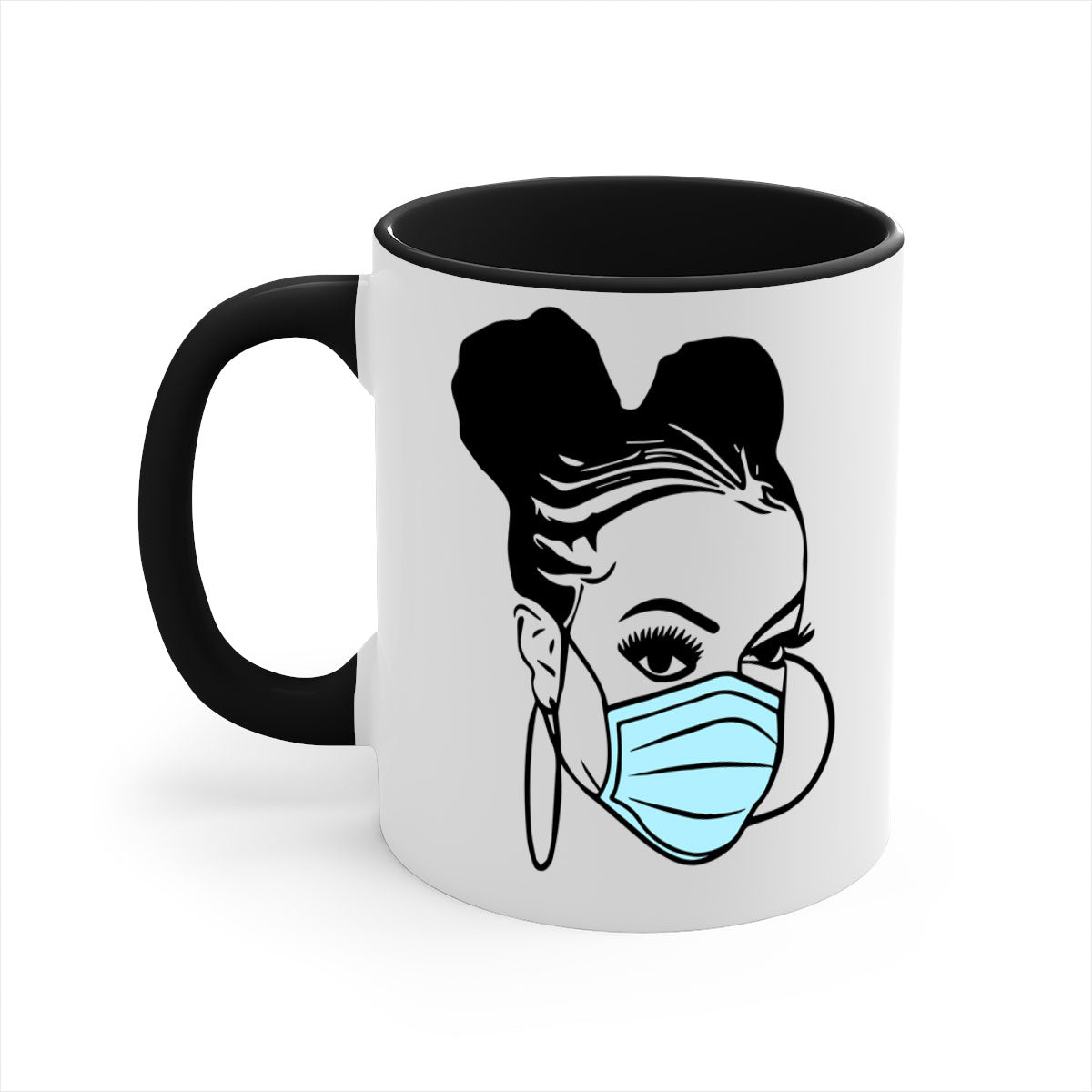 Black Nurse Mug featuring a glossy finish with a colored handle and interior, available in multiple colors and sizes.