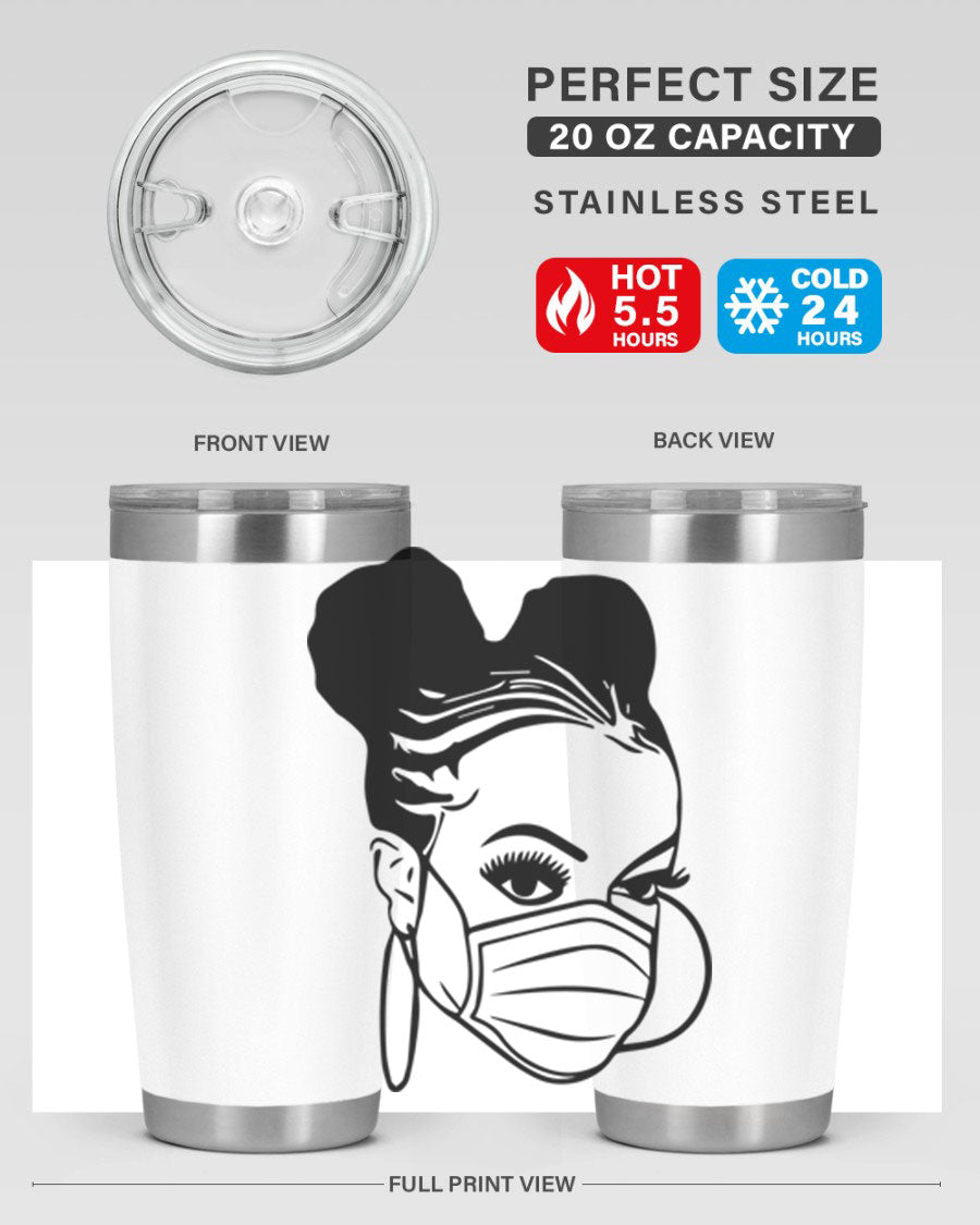 Black Nurse 6# Tumbler, 20oz, double wall stainless steel with a stylish design, perfect for keeping drinks hot or cold.