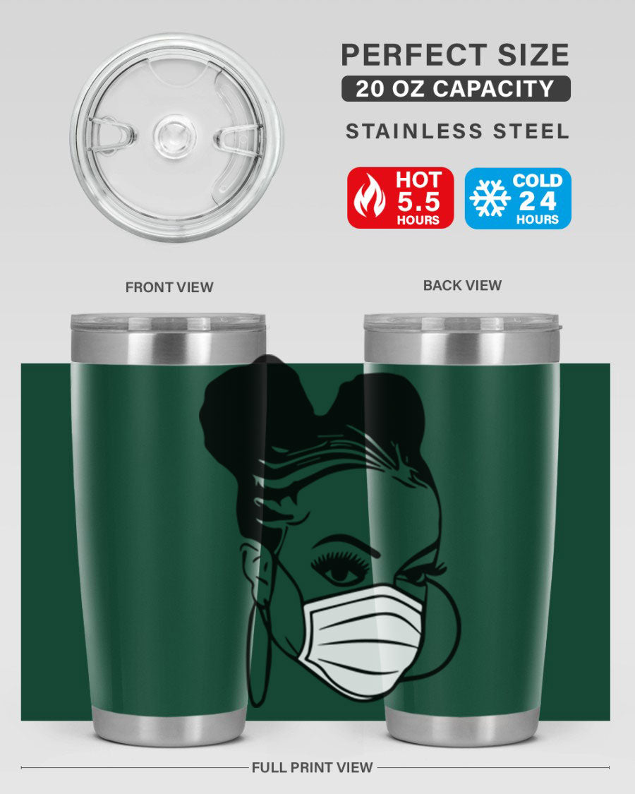 Black Nurse 6# Tumbler, 20oz, double wall stainless steel with a stylish design, perfect for keeping drinks hot or cold.